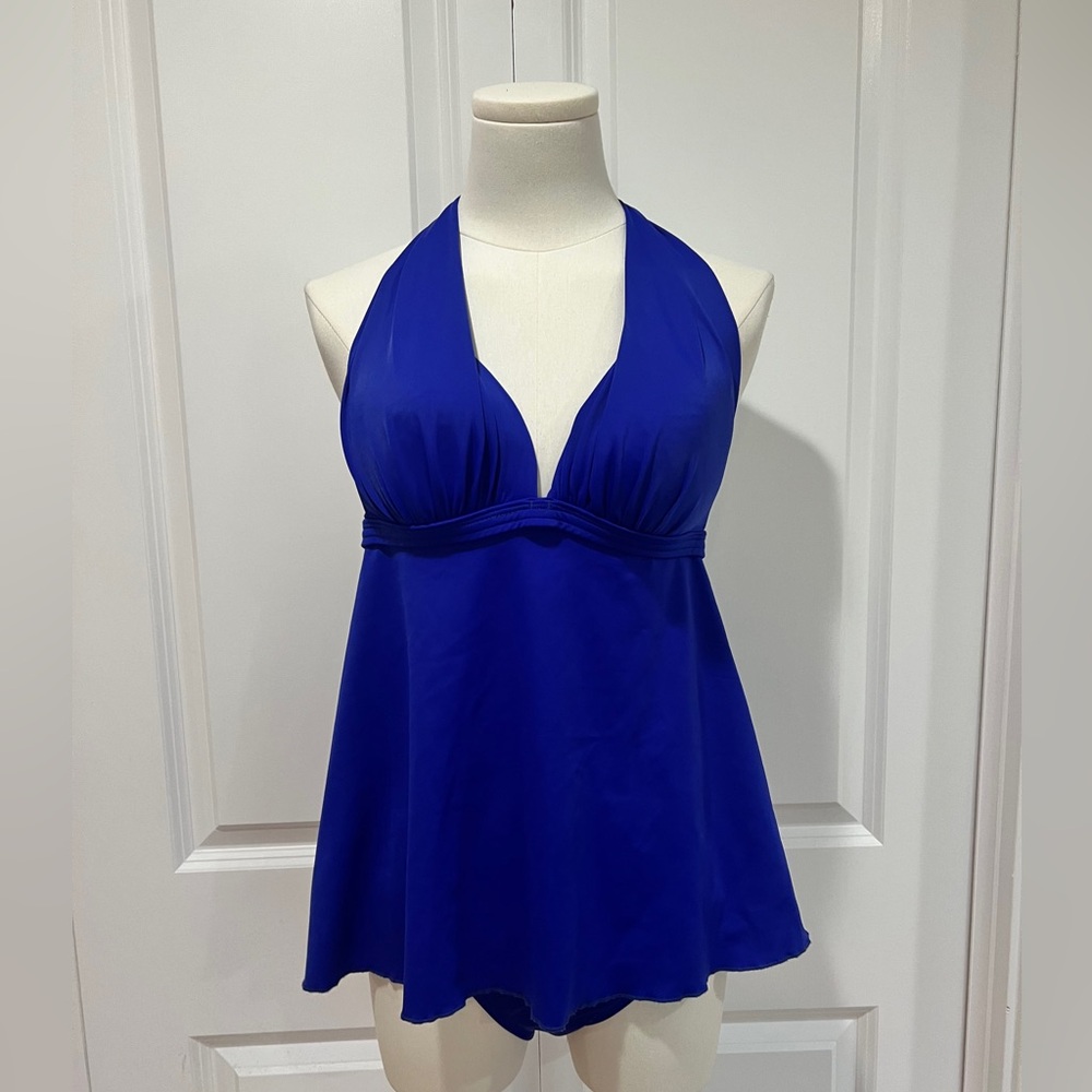 Venus royal blue tankini with full bottoms